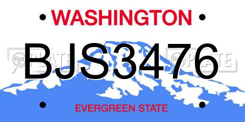 BJS3476 Washington License Plate