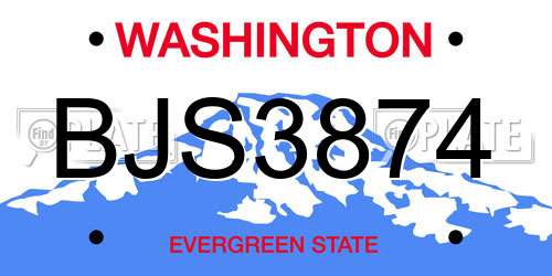 BJS3874 Washington License Plate