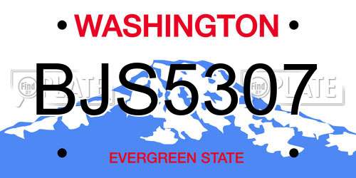 BJS5307 Washington License Plate