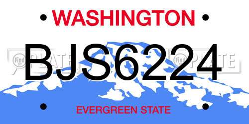 BJS6224 Washington License Plate