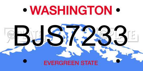 BJS7233 Washington License Plate