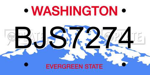 BJS7274 Washington License Plate