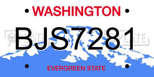 BJS7281 Washington License Plate
