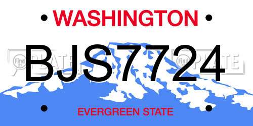 BJS7724 Washington License Plate