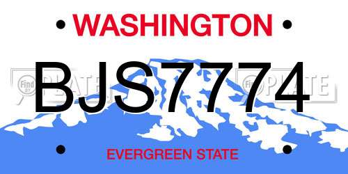 BJS7774 Washington License Plate