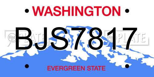 BJS7817 Washington License Plate