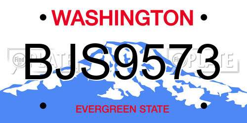 BJS9573 Washington License Plate
