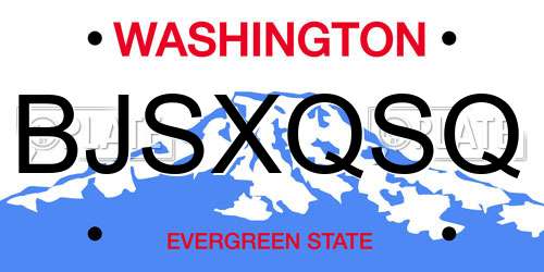 BJSXQSQ Washington License Plate