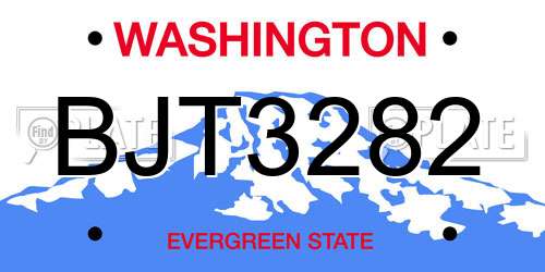 BJT3282 Washington License Plate