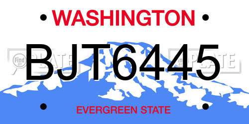 BJT6445 Washington License Plate