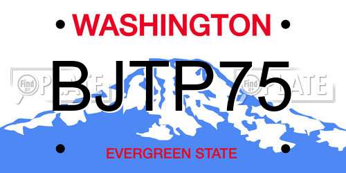 BJTP75 Washington License Plate