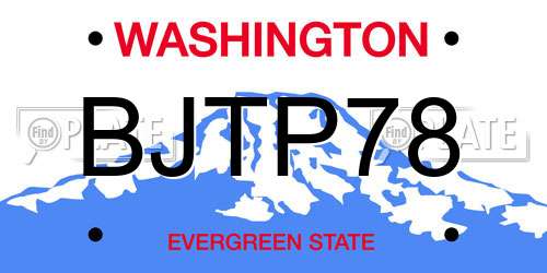 BJTP78 Washington License Plate