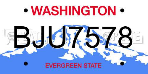 BJU7578 Washington License Plate