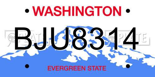 BJU8314 Washington License Plate
