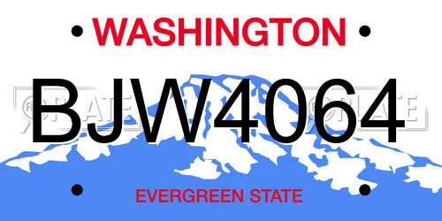 BJW4064 Washington License Plate