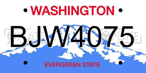 BJW4075 Washington License Plate