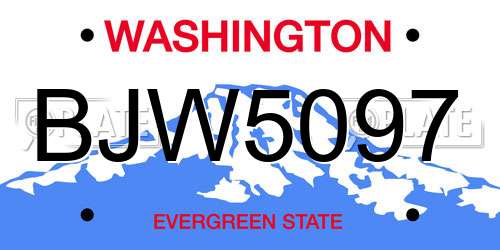 BJW5097 Washington License Plate