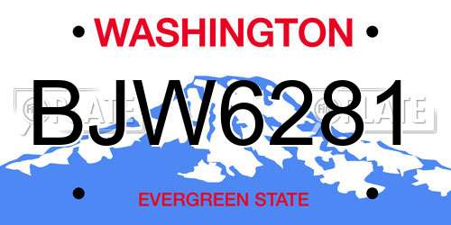 BJW6281 Washington License Plate