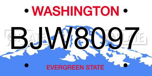 BJW8097 Washington License Plate