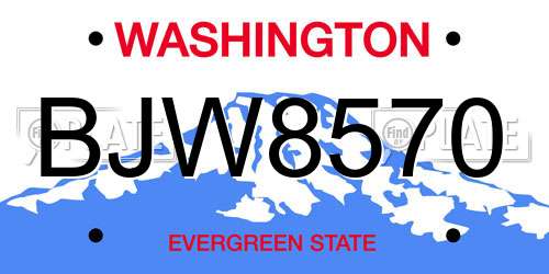 BJW8570 Washington License Plate