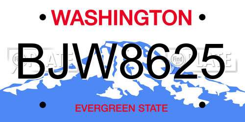 BJW8625 Washington License Plate