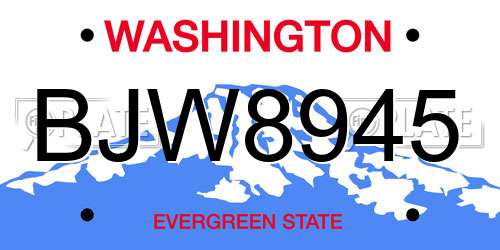BJW8945 Washington License Plate