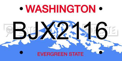 BJX2116 Washington License Plate