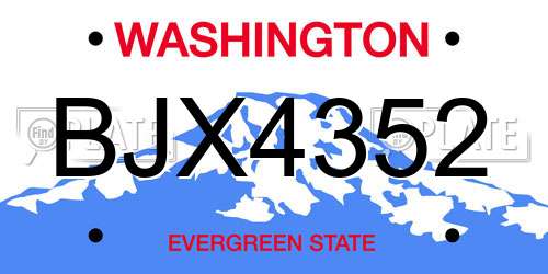 BJX4352 Washington License Plate