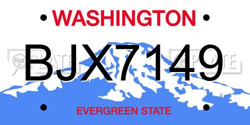 BJX7149 Washington License Plate
