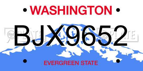 BJX9652 Washington License Plate