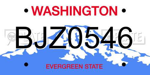 BJZ0546 Washington License Plate
