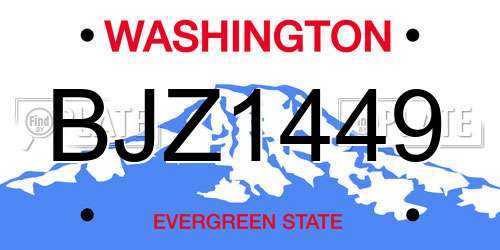 BJZ1449 Washington License Plate