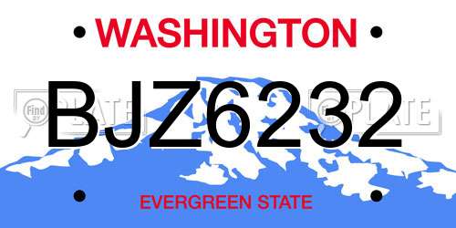 BJZ6232 Washington License Plate