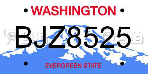 BJZ8525 Washington License Plate