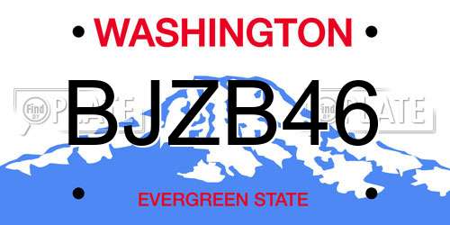 BJZB46 Washington License Plate