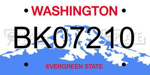 BK07210 Washington License Plate