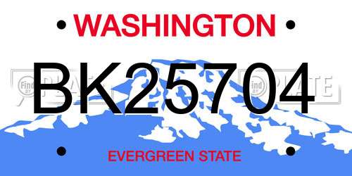 BK25704 Washington License Plate