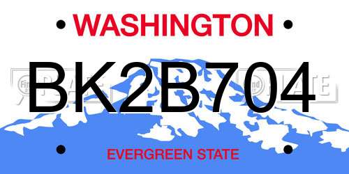 BK2B704 Washington License Plate