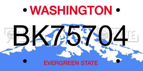 BK75704 Washington License Plate