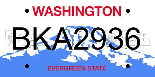 BKA2936 Washington License Plate
