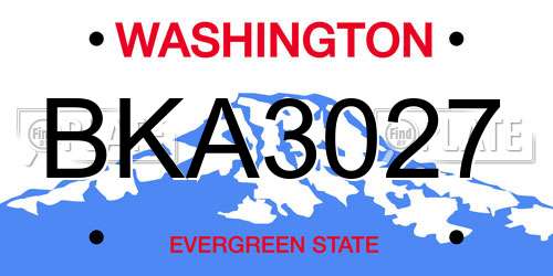 BKA3027 Washington License Plate
