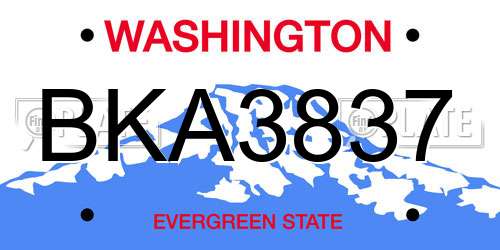 BKA3837 Washington License Plate
