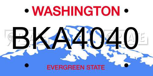 BKA4040 Washington License Plate