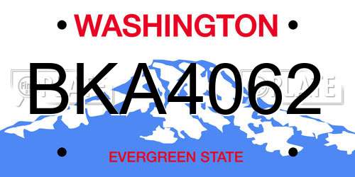 BKA4062 Washington License Plate
