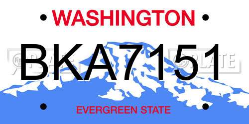BKA7151 Washington License Plate