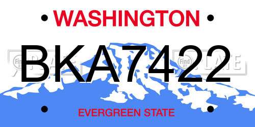 BKA7422 Washington License Plate