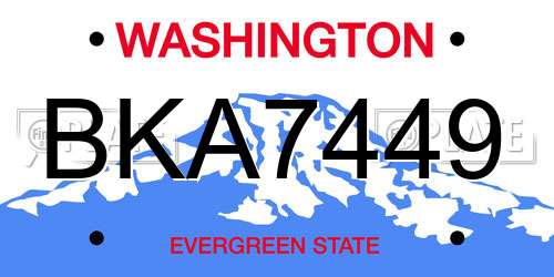 BKA7449 Washington License Plate