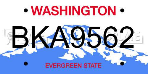 BKA9562 Washington License Plate