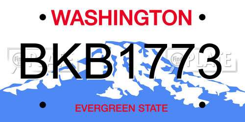BKB1773 Washington License Plate