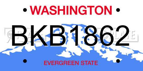 BKB1862 Washington License Plate